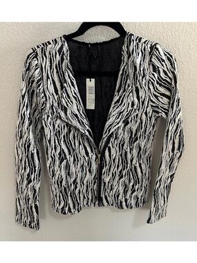 ASTARS Illusionist Knit Moto Jacket Black White Mod Small